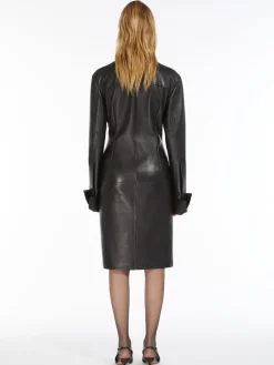 Nappa leather shirt dress