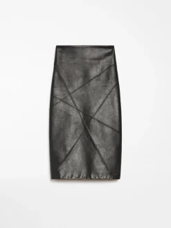 Nappa-leather midi skirt