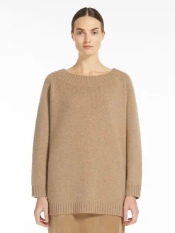 Off-the-shoulder wool and cashmere jumper