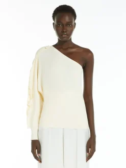One-shoulder viscose jumper