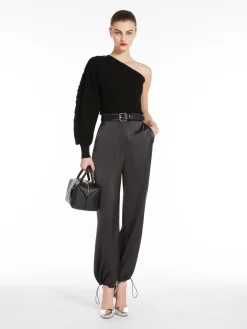One-shoulder viscose jumper