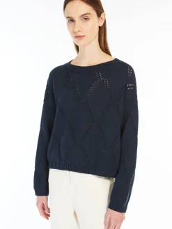 Oversized diamond-knit cotton sweater