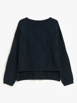 Oversized diamond-knit cotton sweater