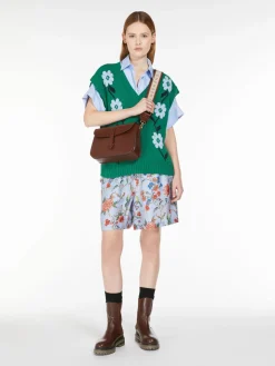 Oversized inlaid cotton gilet
