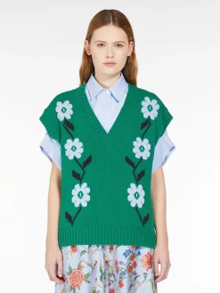 Oversized inlaid cotton gilet