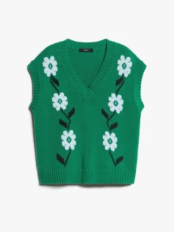 Oversized inlaid cotton gilet