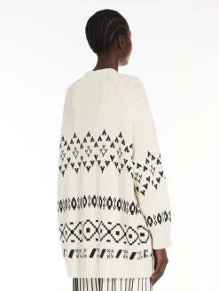 Oversized jacquard cotton cardigan