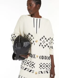 Oversized jacquard cotton cardigan