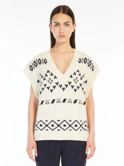Oversized jacquard cotton gilet