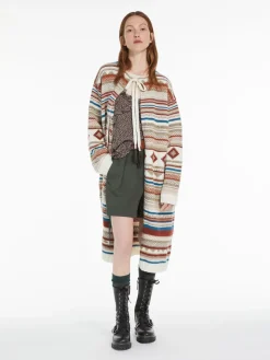 Oversized jacquard-knit cardigan