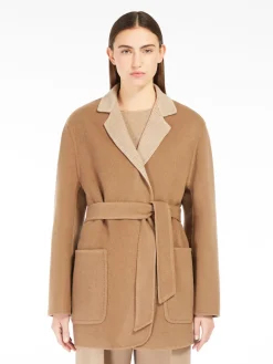 Oversized reversible jacket in wool and cashmere