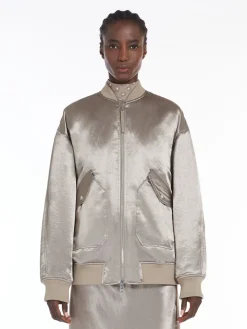 Oversized satin bomber jacket