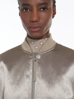 Oversized satin bomber jacket