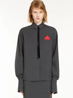 Oversized stretch wool shirt