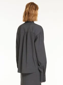 Oversized stretch wool shirt