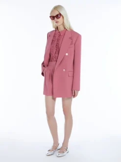 Oversized wool satin crêpe blazer