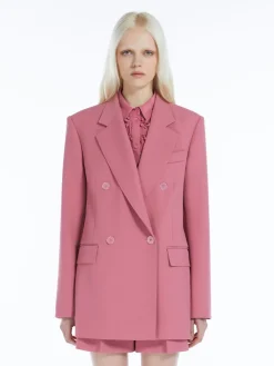 Oversized wool satin crêpe blazer