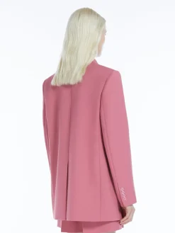 Oversized wool satin crêpe blazer