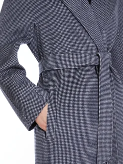Patterned wool cardigan coat