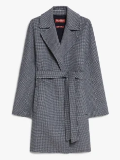 Patterned wool cardigan coat