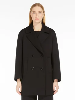 Pea coat in scuba jersey