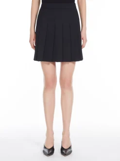 Pleated gabardine skirt