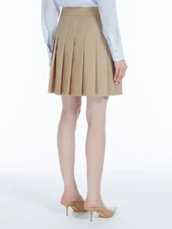 Pleated gabardine skirt