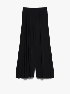 Pleated jersey A-line trousers