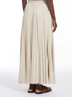 Pleated jersey long skirt