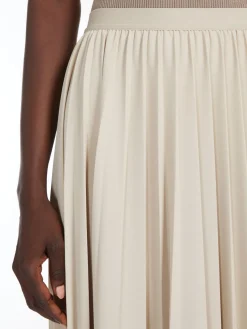 Pleated jersey long skirt