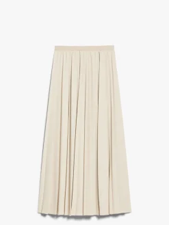 Pleated jersey long skirt