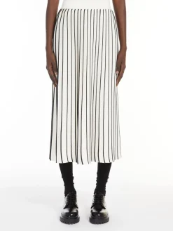 Pleated stretch viscose skirt