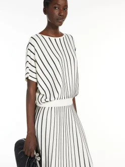 Pleated stretch viscose sweater