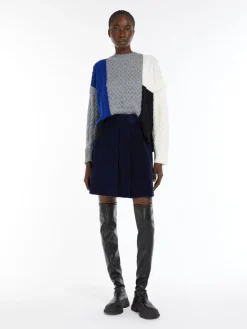 Pleated velvet mini skirt