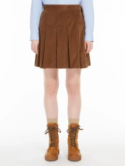 Pleated velvet mini skirt
