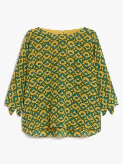 Printed crepe de chine blouse