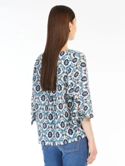 Printed crepe de chine blouse