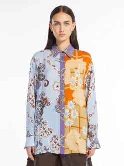 Printed crepe de chine shirt