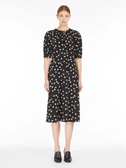 Printed crêpe de chine dress