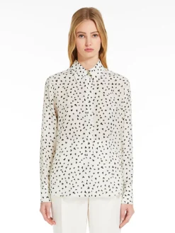 Printed crêpe de chine shirt