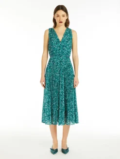 Printed georgette pleated dress