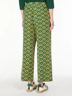 Printed silk cropped trousers