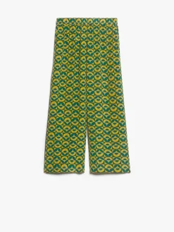 Printed silk cropped trousers
