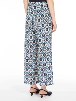 Printed silk cropped trousers