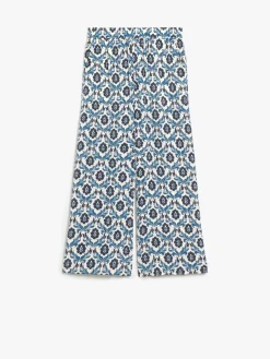 Printed silk cropped trousers