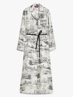 Printed silk duster dress