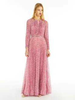 Printed silk pleated dress