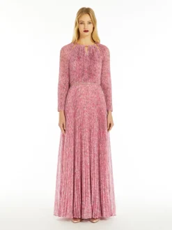 Printed silk pleated dress