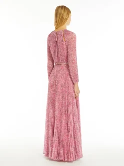 Printed silk pleated dress