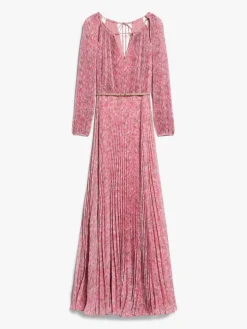 Printed silk pleated dress